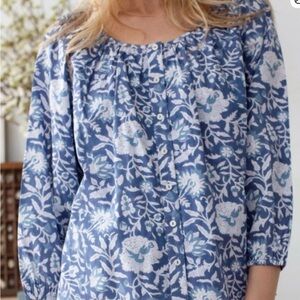 Marea by Liz Joy Blue Floral Blouse Sz S